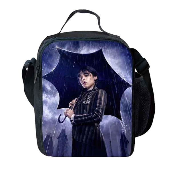Miercoles Addams Wednesday Addams Wednesday Lunch Box For Men Women Adults, Portable Insulated Lunch Bag For Office Work School, Reusable Zippered Bento Lunch Box For Kids