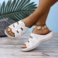 thumbnail image 4 of Rokment Womens Wedges Slides Sandals Comfortable Orthopetic Leather Memory Foam Arch Support Platform Walking Slip on Beach Summer Dress Slippers White Size 8.5, 4 of 6