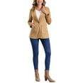 thumbnail image 2 of INSPIRE CHIC Women's Blazer Lapel Collar One Button Faux Suede Dressy Suit Jacket XS Khaki, 2 of 6