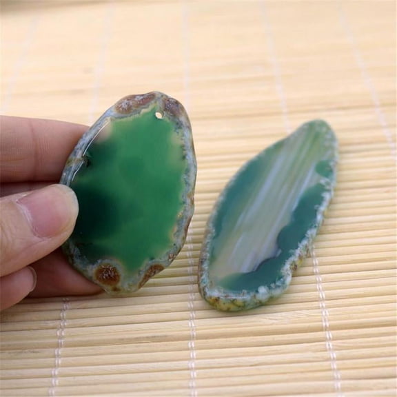 QHUDLV BaYuYPOO 1pc Natural Agates Slices No Hole Irregular Flat Agates Stone Cards Druzy Geode Decor Slice 30mm for ART Name/Wedding Card