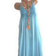 thumbnail image 2 of Robe Décontractée de Plage Robe d'Été Femme Bretelles Spaghetti Dentelle Broderie Robe Basique Col en V Drapé Robe Multi-Usage Robe Tunique Unie, 2 of 2