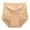Beige, variant on High Waist Lifting Briefs Lace Applique Cotton Double Layer Gusset Womens Underwear Beige,XXL