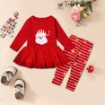 thumbnail image 2 of HCNTES Girls Clothes Christmas Outfits for Toddler Baby Girls Santa Long Sleeve Tunic Tops Ruffle Pants Baby 2-Piece Holiday Clothes Set, 2 of 8