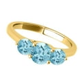 thumbnail image 3 of Mauli Jewels Rings for Women 2.15 Carat Three Stone Aquamarine Ring 4-prong 10k Yellow Gold, 3 of 7
