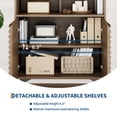 thumbnail image 4 of Buffet Cannelé 2 Pcs, Armoire de Rangement Moderne à 2 Portes avec Tablette Ouverte et Tablettes Ajustables, Console d'Appoint en Bois Crédence Bar à Café pour Cuisine, Salon, Couloir, Entrée (Noyer), 4 of 7