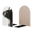 thumbnail image 2 of Susaid Black And White Boston Terrier Print Wooden Bookends Decorative Book Ends for Shelves Heavy Books Holder Organizer Non-Slip Desk Book End for Kids Room Office School 1 Pairs, 2 of 8