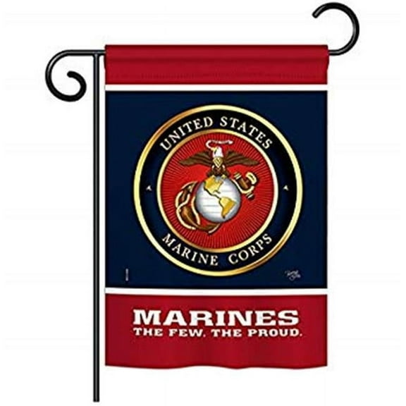Breeze Decor BD-MI-G-108406-IP-BO-D-US18-MC 13 x 18.5 in. Proud Marine Corps Americana Military Impressions Decorative Vertical Double Sided Garden Flag