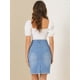 thumbnail image 5 of Falda Vaquera Midi Básica Desgastada De Cintura Alta Con Dobladillo Rasgado Y Lavado Para Mujer Cielo azul S, 5 of 6