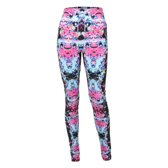 Alexandra Collection Womens Splatter High Waist Athletic Leggings Black (LARGE ADULT)