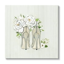 Stupell Industries Chic Fashion Heels White Rose Flowers Motif Graphic Art Gallery Wrapped Canvas Print Wall Art, Design by Tava Studios