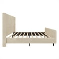 thumbnail image 4 of King Size Corduroy Upholstered Platform Bed Frame with High Headboard and Footboard, King Bed Frame with Vertical Stripe Wingback, No Box Spring Needed, 4 of 8
