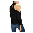 thumbnail image 2 of BAR III Womens Black Cold Shoulder Halter Long Sleeve Keyhole Party Blouse XL, 2 of 2
