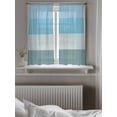 thumbnail image 5 of Colorful Stripe Curtains 45 Inch Length,Sheer Curtains for Bedroom Living Room Window Modern Teal Blue Green Vertical Striped Rod Pocket Drapes Kitchen Curtains Small Half Window 42"x45" 2 Panels, 5 of 6