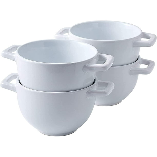 Bruntmor 19 Oz Ceramic Soup Bowl With Handles Set of 4, 19 Ounces Large
