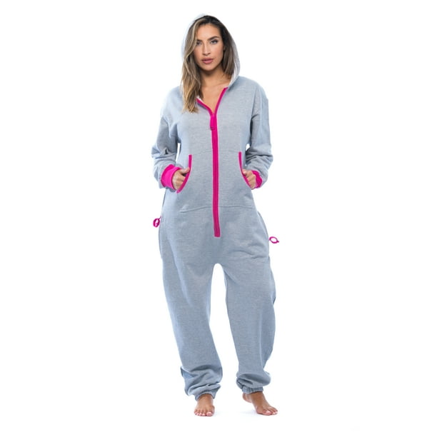 Adult Onesie Pajamas (Grey Heather / Fuchsia, - Walmart.com