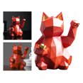 thumbnail image 2 of Lucky Cat sentado estatua escultura adorno oficina en casa escritorio coches rojo Sunnimix Figura gato de la suerte, 2 of 8