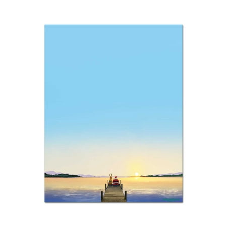 Dock Sunset Christmas Letterhead Stationery - 60 Paper Sheets Per Stationery Pack - 6528