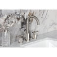 thumbnail image 4 of Kingston Brass FSC8928KNL Convergent Two-Handle 3-Hole Deck Mount Widespread Bathroom Faucet with Knurled Handle and Brass Pop-Up in Brushed Nickel, 4 of 8