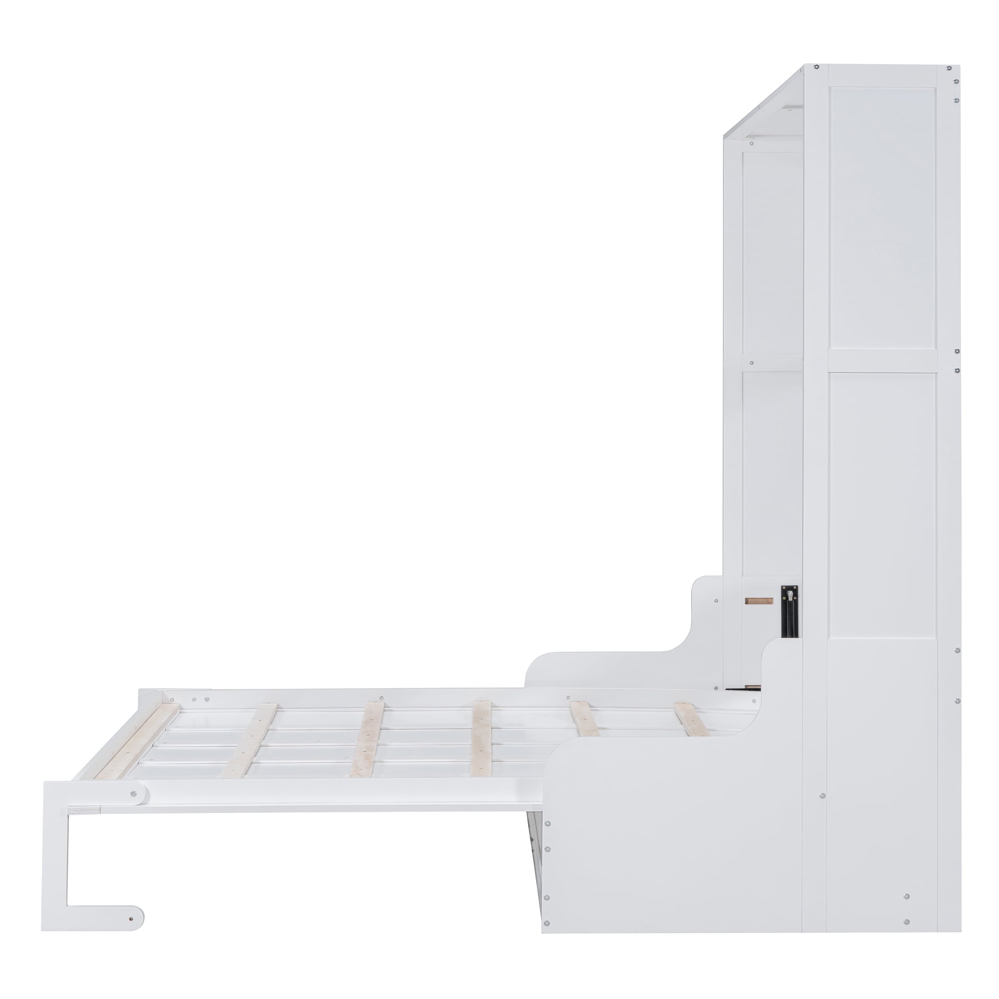 Mintazer Queen Size Murphy Bed with Sofa, Modern Foldable Wall Bed with Cushions for Bedroom Apartment Guest Room, White