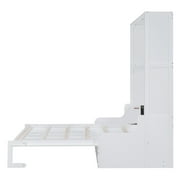 Mintazer Queen Size Murphy Bed with Sofa, Modern Foldable Wall Bed with Cushions for Bedroom Apartment Guest Room, White
