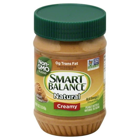 (2 Pack) Smart BalanceÂ® Creamy Natural Rich Roast Peanut Butter 16 oz. (Best Low Fat Spread)