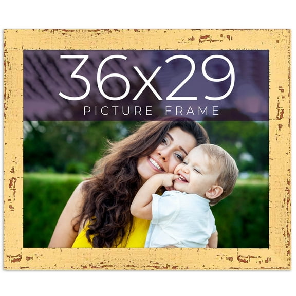 36x29 Frame Yellow Real Wood Picture Frame Width 1.25 inches | Interior Frame Depth 0.5 inches |
