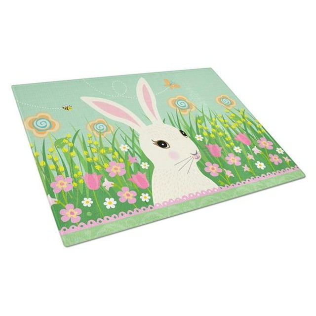 Carolines Treasures VHA3023LCB Easter Bunny Rabbit Glass Cutting Board - Large