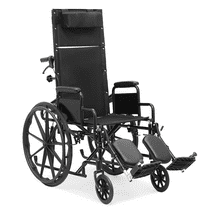 Bezt Reclining Manual Wheelchair with Foldable Frame, Detachable Armrests, Black, 300 lb Capacity