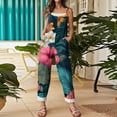 thumbnail image 6 of Iaqnaocc Hawaiian Tropic Jumpsuits for Women Summer Plus Size Boho Beach Outfits for Women Sleeveless Floral Print Jumpsuits Overalls Loose Fit Adjustable Strap Overalls for Women Green XL, 6 of 6