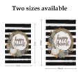 thumbnail image 6 of Happy Harvest House Flags For Outdoor, Fall White Pumpkin Oak Leaf Wreath Black Whote Stripes Small Double Side Yard Flags Weather Proof House Decor for Lawn Outside Holiday 28 x 40 Inches, 6 of 9