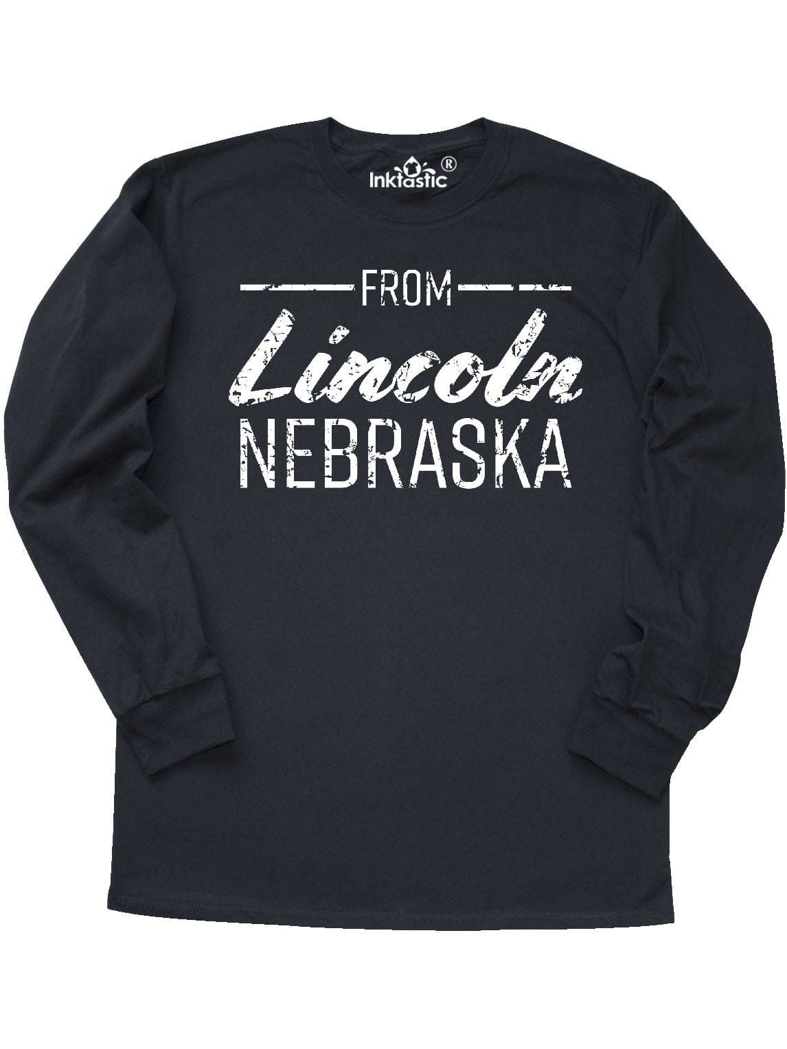 INKtastic From Lincoln Nebraska in White Distressed Text Long Sleeve