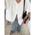 thumbnail image 4 of Women's Short Sleeve Knit Cardigan Top, Round Neck Button Front Sweater Shirt, Casual Cropped Layering Blouse for Streetwear, Office and Daily Wear, 4 of 20