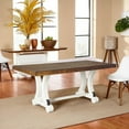 thumbnail image 4 of Benjara 70-86 Inch Extendable Dining Table with Trestle Base, 2 Tone, Brown, White, 4 of 6