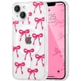 thumbnail image 1 of WWS-Magnetic for iPhone 14 Plus/15 Plus Case, Bow Case Compatible with MagSafe, Wireless Slim Clear Ribbon Aesthetic Phone Cover Anti-Yellowing Shockproof Protective Cover for Women Girl - Rosy, 1 of 4