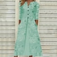 thumbnail image 2 of Uuszgmr Dresses For Women 2024 Short Sleeve Fashion Pocket Button V Neck Mid Sleeve Long Dress Sweet Clothes Mint Green,Xl, 2 of 5