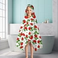 thumbnail image 6 of Red Strawberry Plants Fruit Flower Leaf Hooded Bath Towel，50"x30" for Ages 3 To 12 Kids, Quick Dry Lightweight Soft Microfiber Hood Beach Towel Cover Up for Kids, 6 of 7