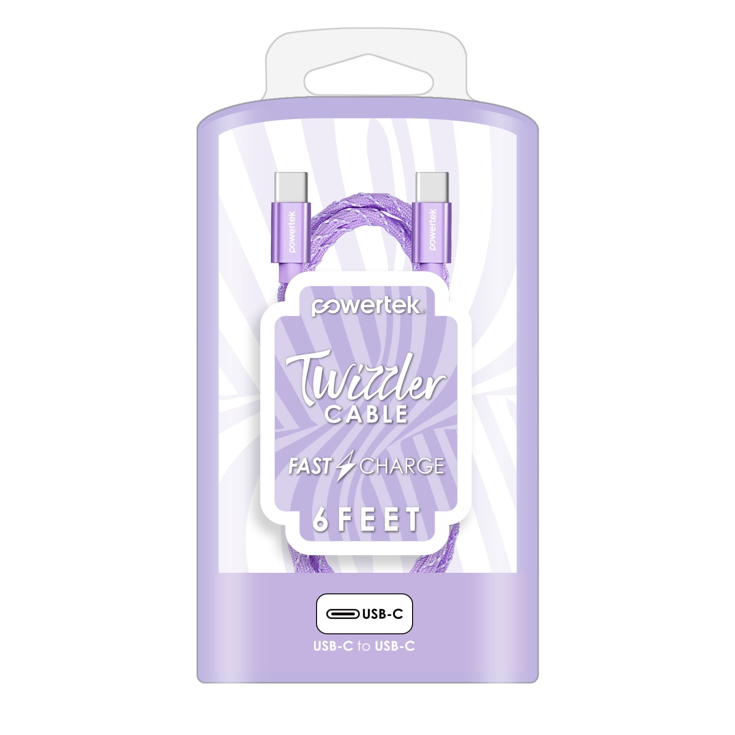 Liquipel Powertek USB-C to USB-C Twizzler Cable - Purple