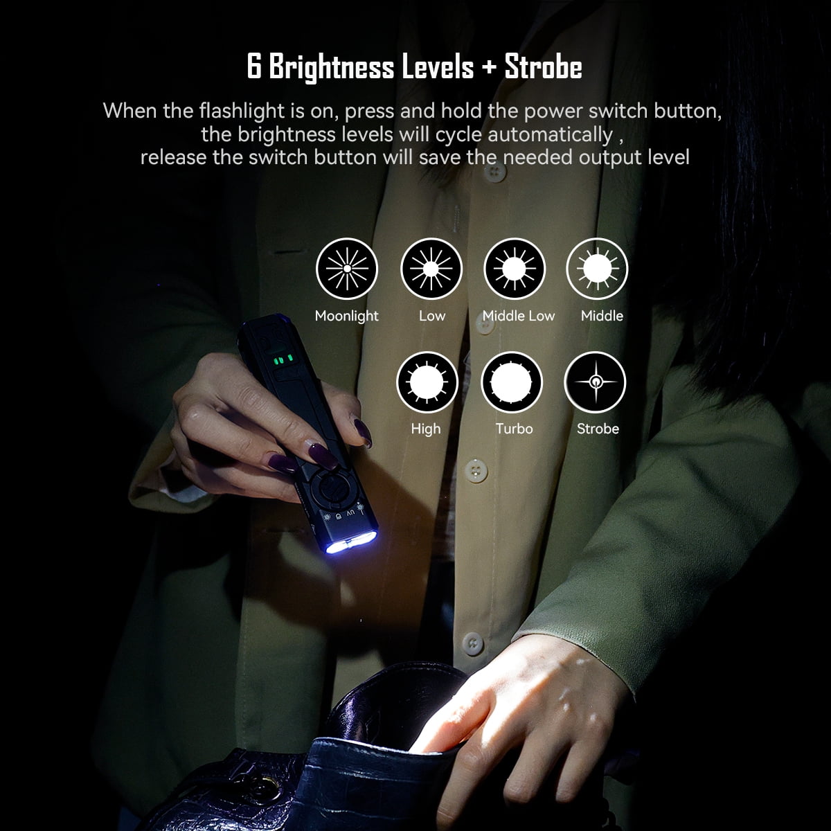 IMALENT GR35 Rechargeable EDC Flat Flashlight 2800 Lumen White LED Portable Pocket-Sized, Water-Resistant, Daily Carry Light for Outdoor Use Black