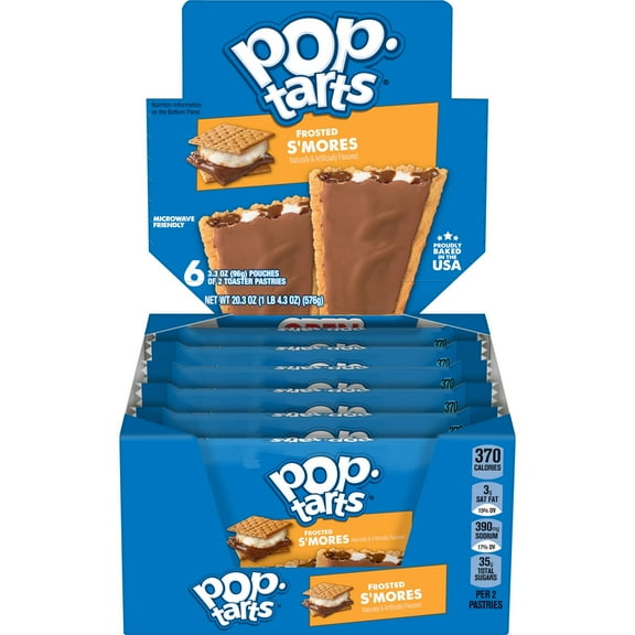 Pop-Tarts Frosted S'mores Toaster Pastries, Breakfast Foods, Shelf-Stable, 20.3 oz (12 Count)