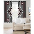 thumbnail image 2 of Red Gray Blackout Curtains 45 Inches Long for Bedroom, Southwest Retro Ethnic AztecTexture Bohemian Thermal Insulated Room Darkening Black Out Window Curtain Panels Grommet Drapes for Living Room, 2 of 8