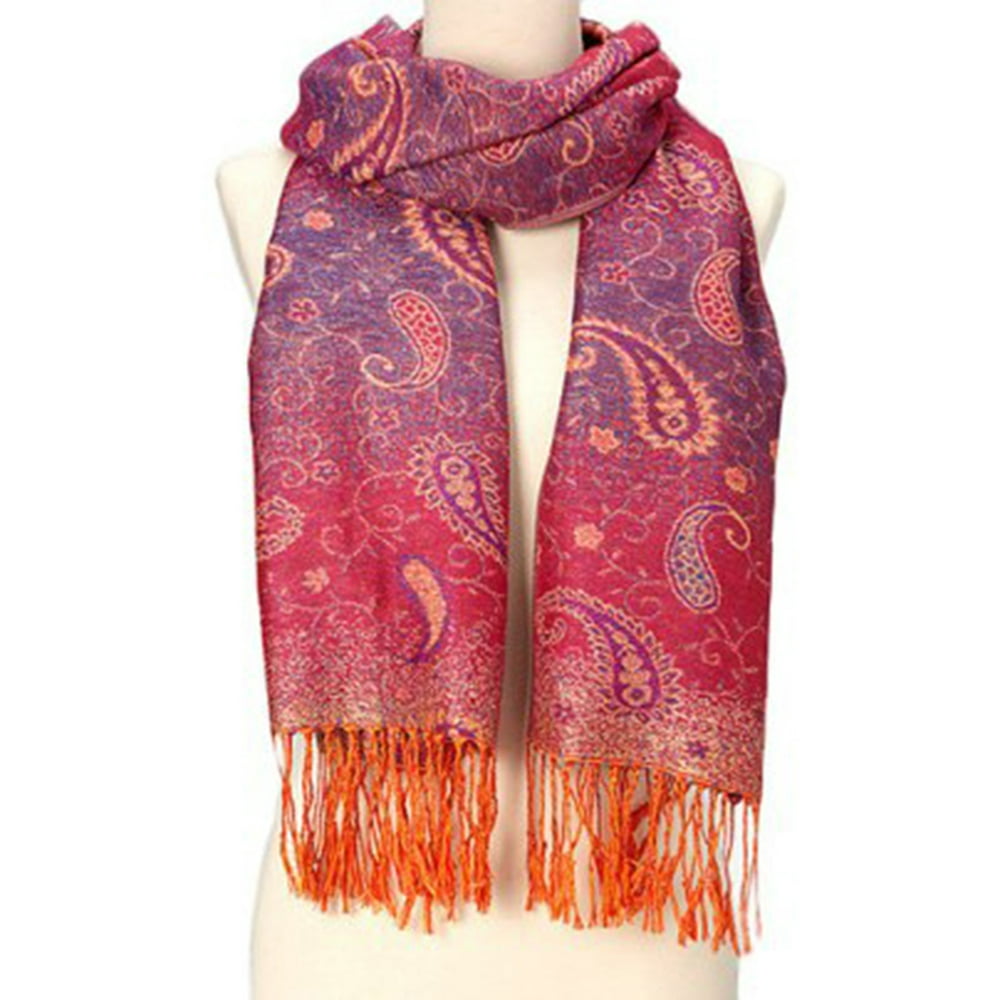 Oussum - Red Shawl Scarfs for Women Paislety Pattern Soft Cashmere ...
