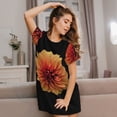 thumbnail image 3 of Gaeub Orange Dalia Print Women's Short-Sleeved Nightdress,Loose Comfy Pajama Sleepwear,Summer Night-dresses for Women, 3 of 6