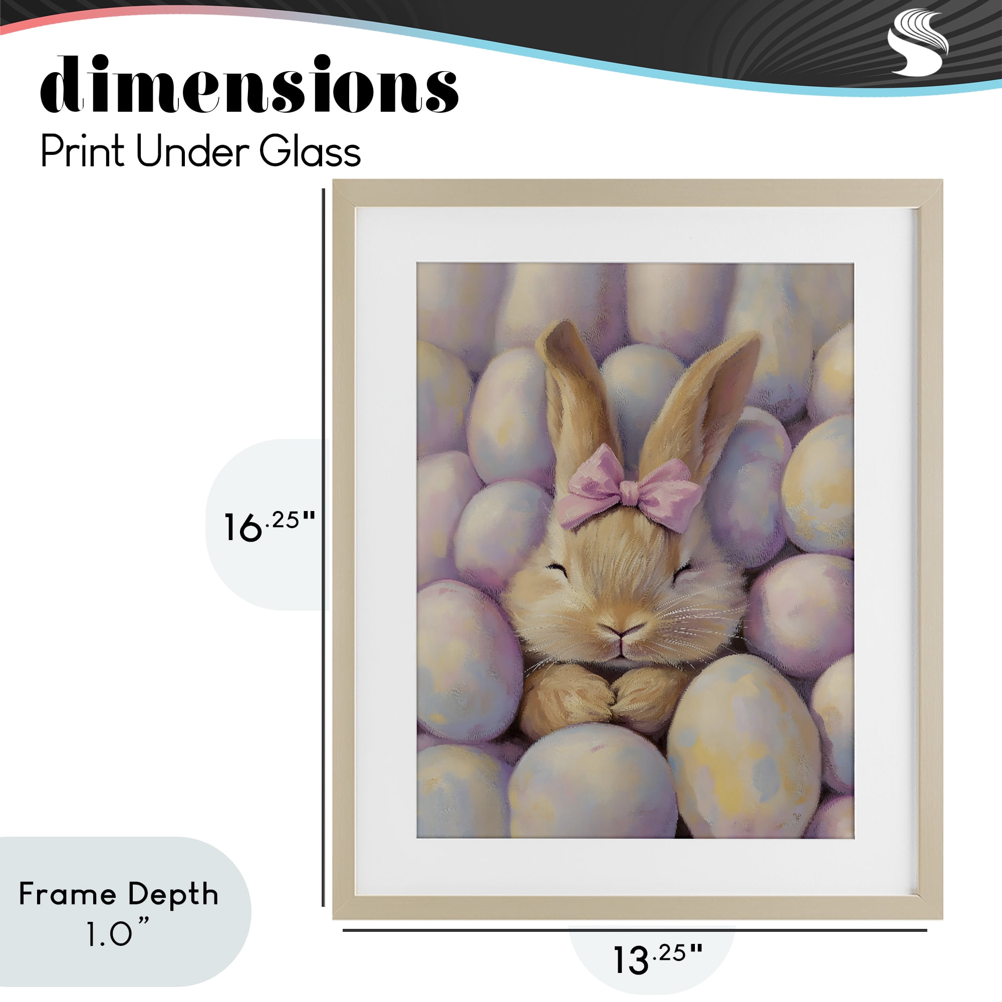 Stupell Industries Easter Bunny Nestled in Eggs Birch Framed Print Under Glass, design by The Prints Vibe