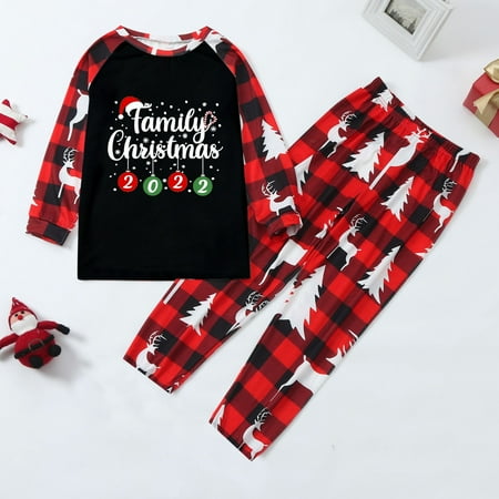 

Christmas Pajamas for Family Family Christmas Pjs Matching Sets Christmas Pjs Deer Plaid Print Long Sleeve T Shirt Top And Pants Xmas Sleepwear Holiday Family Matching Pajamas Outfit