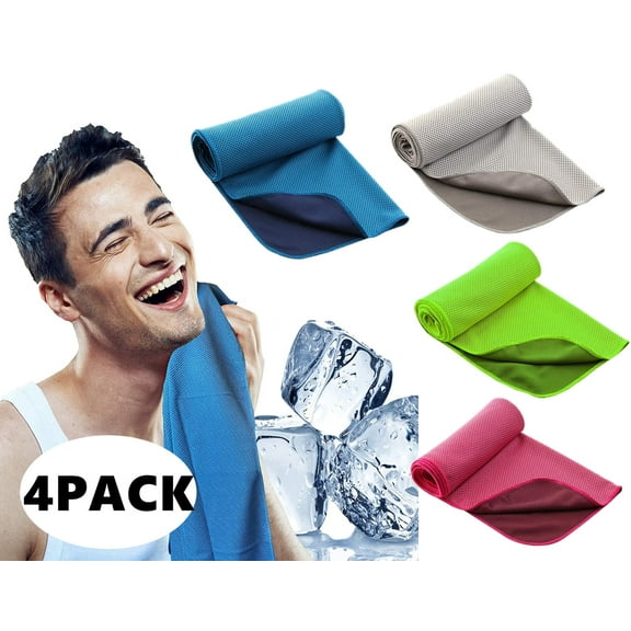GYDEK Cooling Towels for Neck and Face Sweat Workout Towels Camp Towel Ice Towel Soft Breathable Chilly Towel for Yoga, Sport, Gym, Camping, Fitness, Running & More Activities 4 Pack 11.8” x 35.4”