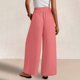 thumbnail image 5 of Pantalones de la Cintura Elástica de las Mujeres de Color Sólido Bolsillo Casual Pantalones de Moda 95% Poliéster 5% Spandex, Nuevos Pantalones Estirables para el Uso Diario, 5 of 9