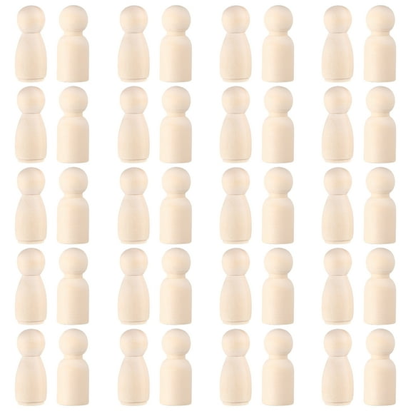 BESTSKY 40pcs Wooden Peg People Dolls Unfinished Figures Wooden Peg Dolls Painting Crafts for DIY Craft Art