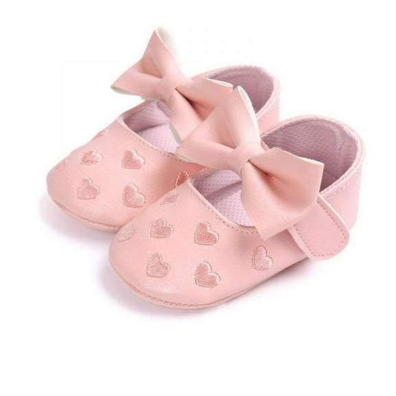 Newway Baby Girls Soft Sole PU Princess Dresses Shoes Mary Jane Flats Shoes with Cute Bow for Newborn Infant Girl