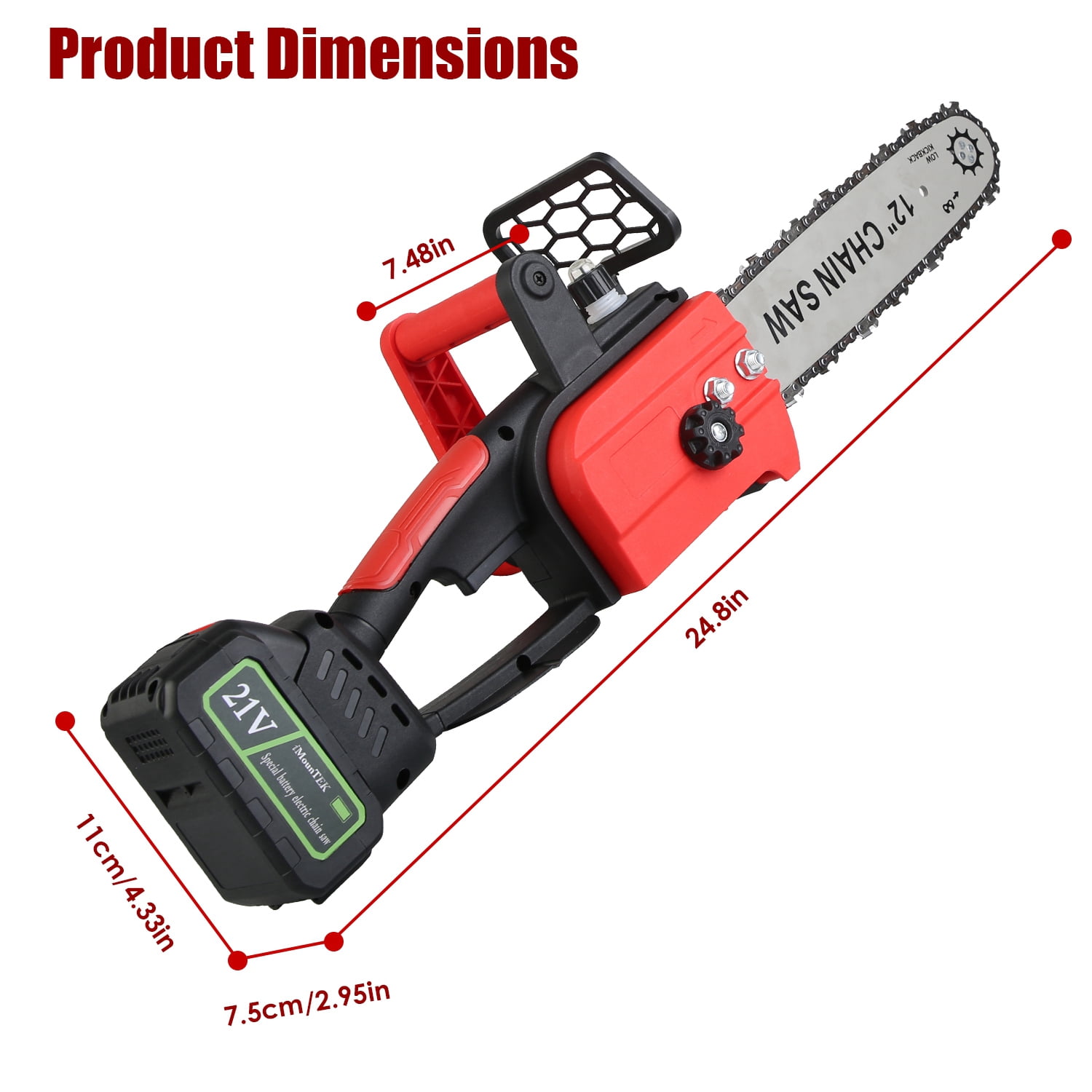 Moclever Cordless Electric Chainsaw, 12 Inch Brushless Handheld Chainsaw with 2Pcs 21V 3.0Ah Battery and Charger, Auto-Oiler, Safety Switch for Tree Trimming Wood Cutting