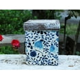 thumbnail image 5 of Old World Ceramic Blue and White Asian Floral Square planters or Garden pots (Set of 2 Different Sized Square 7 inches and 5 inches Tall), 5 of 6